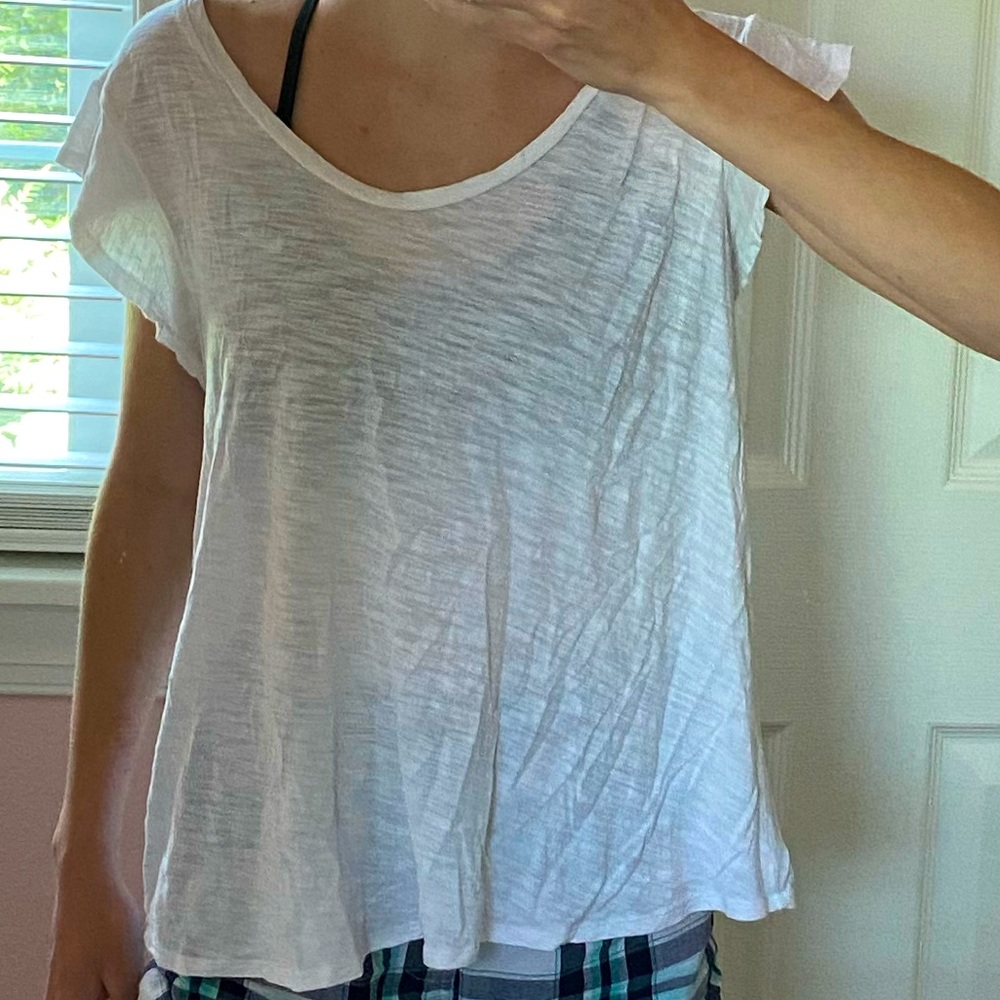 White loose frilly shirt